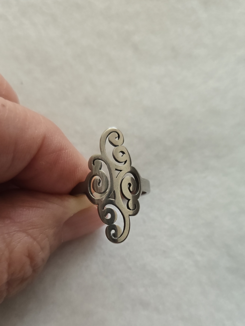 Women's Sterling Scroll Filigree Ring - Silver Tone,Size 6